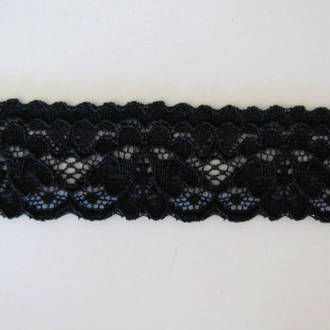 Black Embossed Lace Elastic 25mm  1.25 inch wide