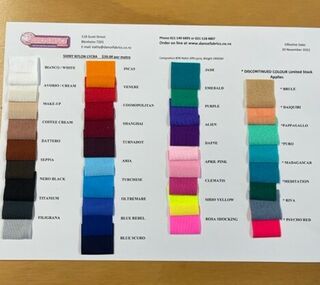 1st Nylon Lycra' Sample chart