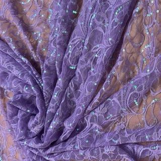 Floral Belle Sequin Stretch Lace Lilac