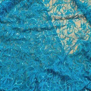 Floral Belle Sequin Stretch Lace Teal