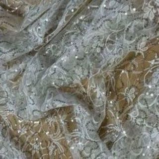 Floral Belle Sequin Stretch Lace White/Silver