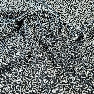 Bedazzled Sequin Polyspandex - Silver on Black