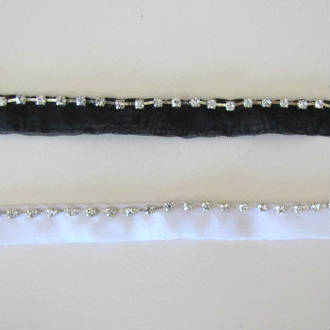 Crystals on  white or black fabric trim