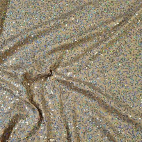 Bedazzled Sequin Polyspandex - Silver on Flesh