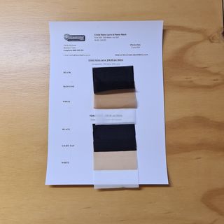 Power Mesh and Embrace Lining Sample Chart